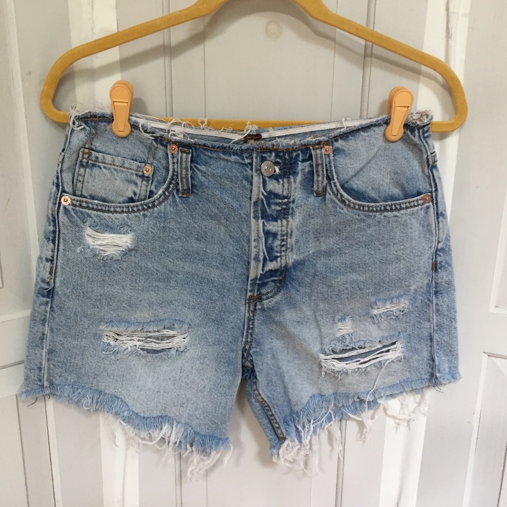 Free People Distressed Denim Shorts